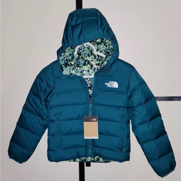 THE NORTH FACE Printed Reversible North Down Hooded Girls Jacket - Picture 1 of 5